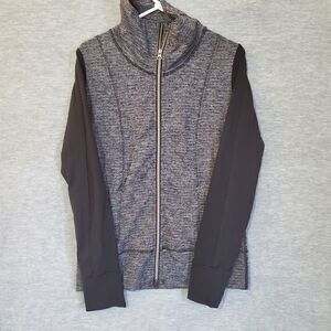 Lululemon Jacket Womens Medium Gray Black Active Yoga Two Tone Full Zip